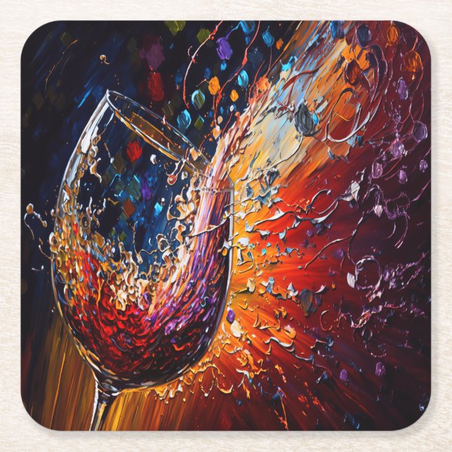 DESSOUS DE VERRE CARRÉ PEINTURE DE VIN (Devant)