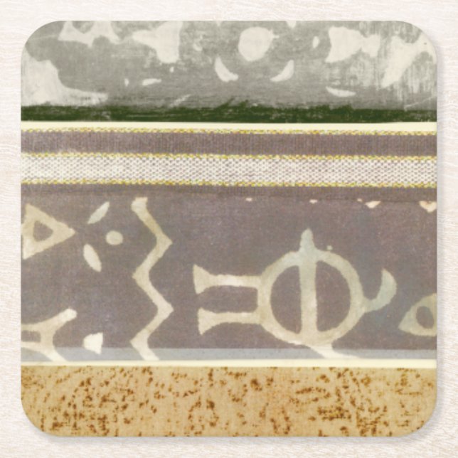 Dessous De Verre Carré Peinture Motif Tribale contemporaine (Devant)