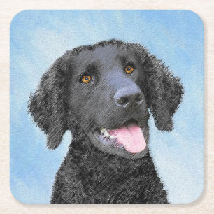 Dessous De Verre Carré Peinture Retriever recouverte de boue - Art Chien