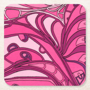 Dessous De Verre Carré Peinture rose abstraite de panneau