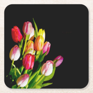 Dessous De Verre Carré Peinture Tulip - Art Fleur original