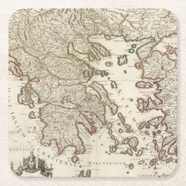 Dessous De Verre Carré Péninsule balkanique, Grèce, Macédoine (Devant)