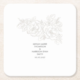 Dessous De Verre Carré Peonies élégant coin fleur