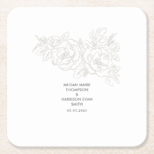 Dessous De Verre Carré Peonies élégant coin fleur
