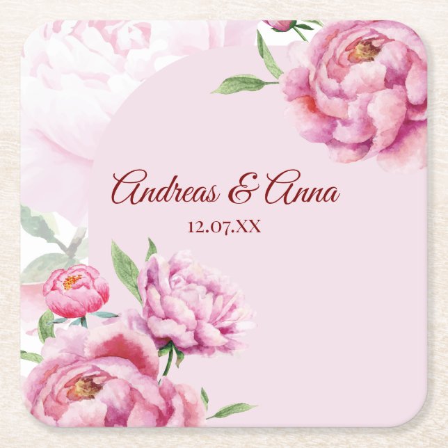 Dessous De Verre Carré Peony Wedding (Devant)