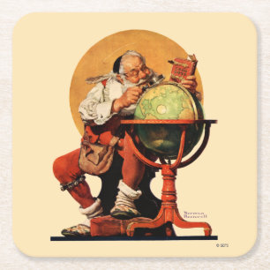 Dessous De Verre Carré Père Noël au globe