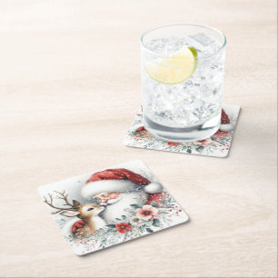 Dessous De Verre Carré Père Noël Reindeer Kiss