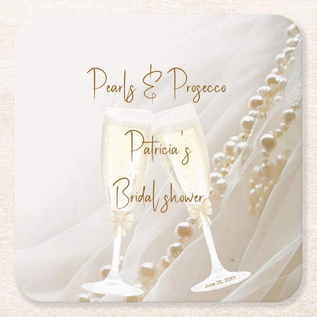 Dessous De Verre Carré Perles & Prosecco Élégance Moderne  (Devant)