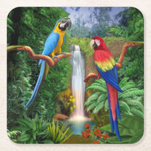 Dessous De Verre Carré Perroquets tropicaux d'ara