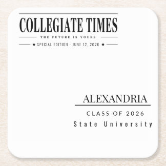 Dessous De Verre Carré Personalised Newspaper Graduation 2026