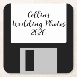 Dessous De Verre Carré Personalize Wedding Photos Floppy Disk Coaster