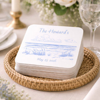 Dessous De Verre Carré Personalized Beach Wedding Coasters