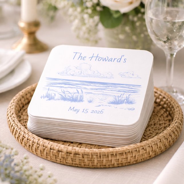 Dessous De Verre Carré Personalized Beach Wedding Coasters (Créateur téléchargé)