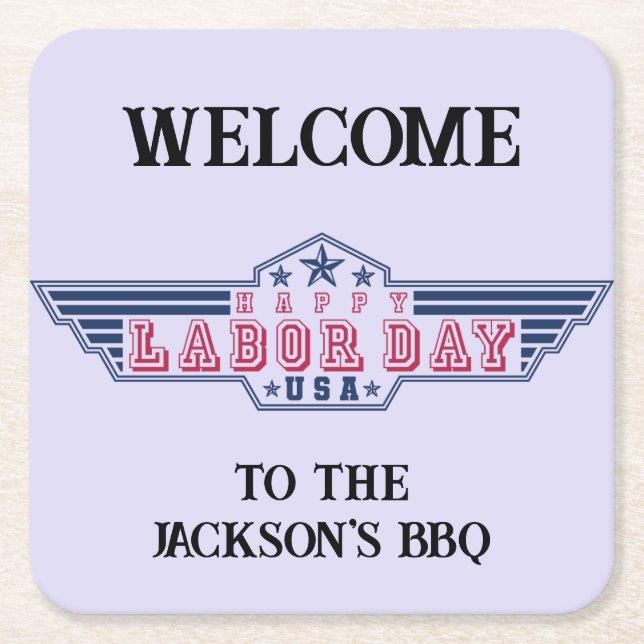 Dessous De Verre Carré Personalized Happy Labor Day (Devant)