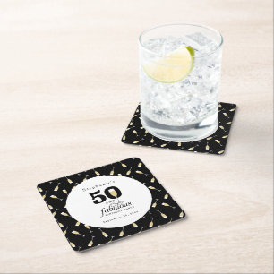 Dessous De Verre Carré Personnalisé Moderne 50 et Fabuleux anniversaire