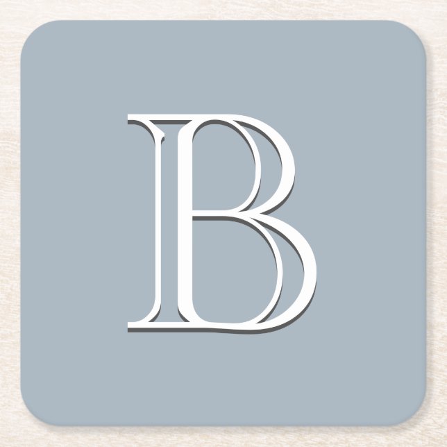 Dessous De Verre Carré Personnalisé Monogramme initial doux bleu & blanc (Devant)