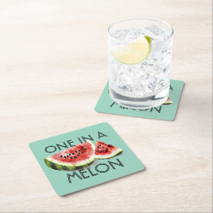 Dessous De Verre Carré Personnalisé UNE MELON UNIQUE Vibrations d'été Fêt