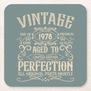 Dessous De Verre Carré Personnalisé vintage anniversaire whiskey étiquett