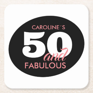 Dessous De Verre Carré Personnalisée 50 Et Fabuleuse fête d'anniversaire