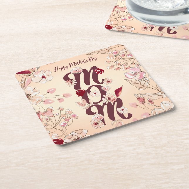 Dessous De Verre Carré Personnaliser Happy Mother's Day Maman (Incliné)