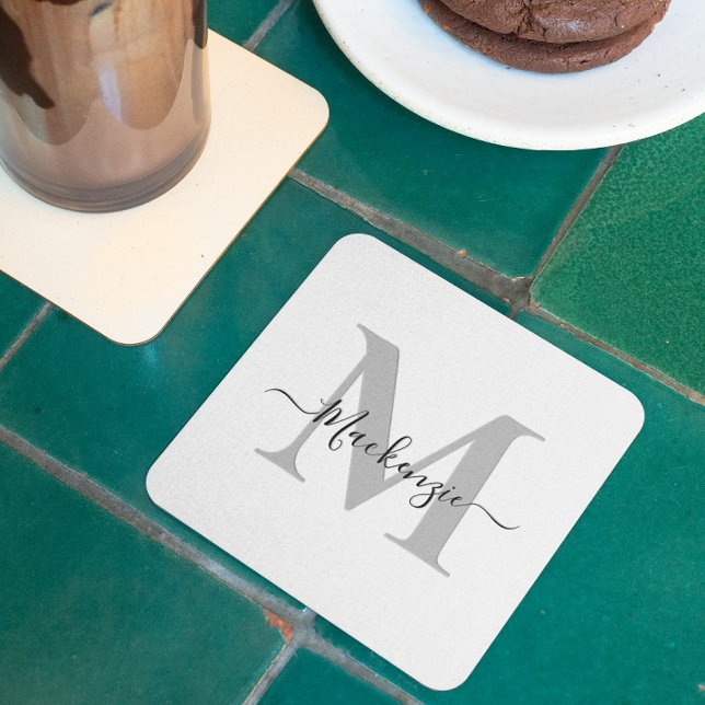 Dessous De Verre Carré Personnaliser le nom initial du monogramme (Personalize Monogram Initial Name Square Paper Coaster)