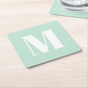 Dessous De Verre Carré Personnaliser monogramme vert menthe