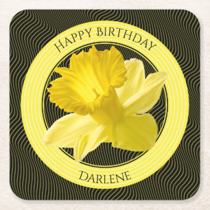 Dessous De Verre Carré Personnalisez: Photographie florale Daffodil jaun