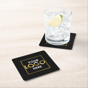 Dessous De Verre Carré Personnalisez votre logo ici en noir promotionnel