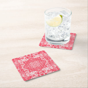 Dessous De Verre Carré Pétales roses sur Kilim Dreams