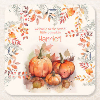 Dessous De Verre Carré Petit Baby shower Citrouille