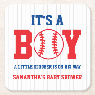 Dessous De Verre Carré Petit Baby shower De Baseball Slugger