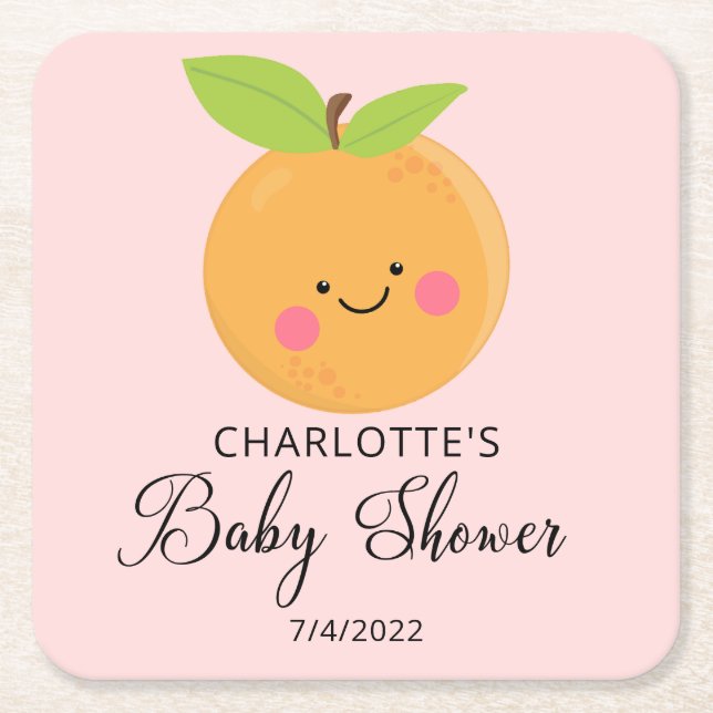 Dessous De Verre Carré Petit Baby shower mignon (Devant)