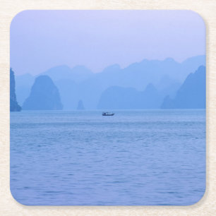 Dessous De Verre Carré Petit bateau de pêche à Ha Long Bay - Vietnam, Asi