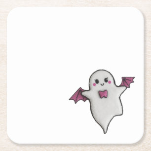 Dessous De Verre Carré Petit bol d'Halloween rose mou