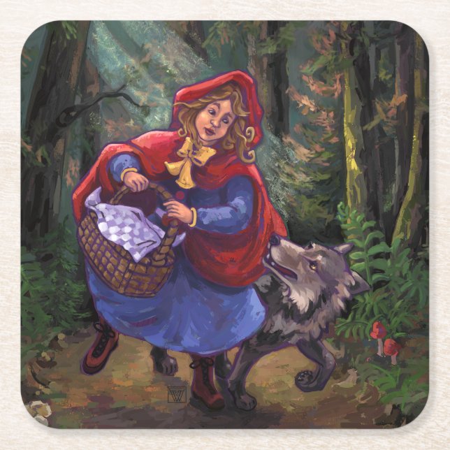 Dessous De Verre Carré Petit Chaperon Rouge (Devant)
