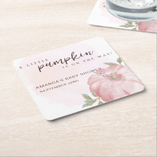 Dessous De Verre Carré Petit Citrouille rose Baby shower d'automne