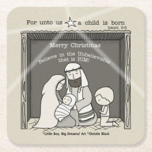 Dessous De Verre Carré Petit garçon à Noël Manger-Joyeux