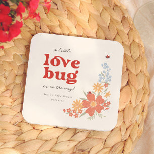 Dessous De Verre Carré Petit Love Bug Fille Rétro Baby Shower