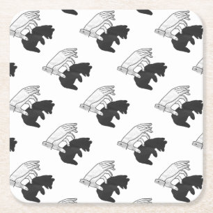 Dessous De Verre Carré Petit ours Ours Silhouette Main