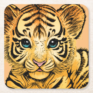 DESSOUS DE VERRE CARRÉ PETIT TIGER