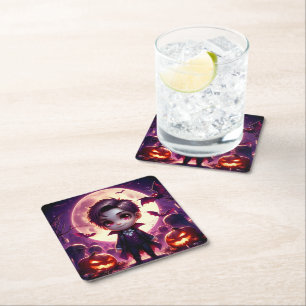 Dessous De Verre Carré Petit Vampire Adorable sous la Pleine Lune