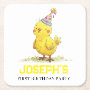 Dessous De Verre Carré Petite ferme de poussins Anniversaire poulet