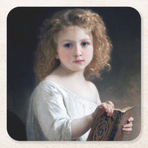 Dessous De Verre Carré Petite fille, Bouguereau