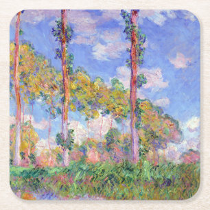 Dessous De Verre Carré Peupliers au soleil, Monet