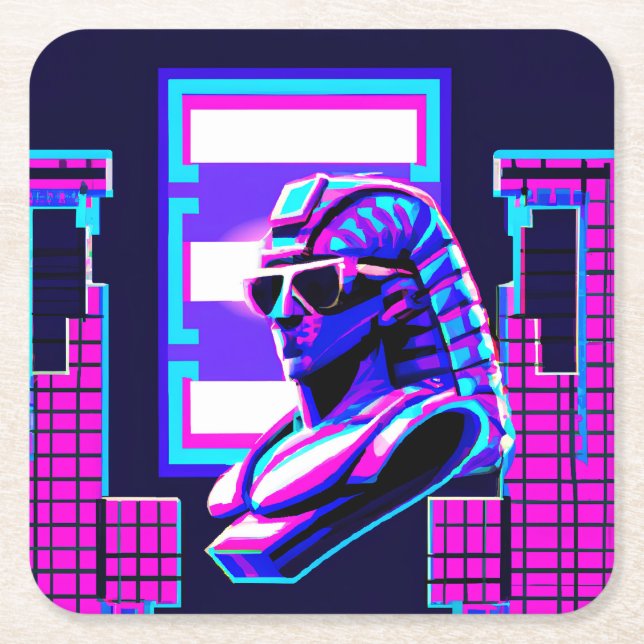 Dessous De Verre Carré Pharaon Synthwave (Devant)