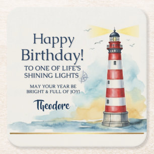 Dessous De Verre Carré Phare Anniversaire Lumière Brillante