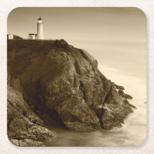 Dessous De Verre Carré Phare de North Head   Parc d'État de Fort Canby, W