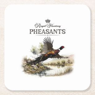 Dessous De Verre Carré Phéasants, Chasse royale
