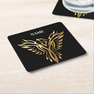 Dessous De Verre Carré Phoenix d'or, élégance