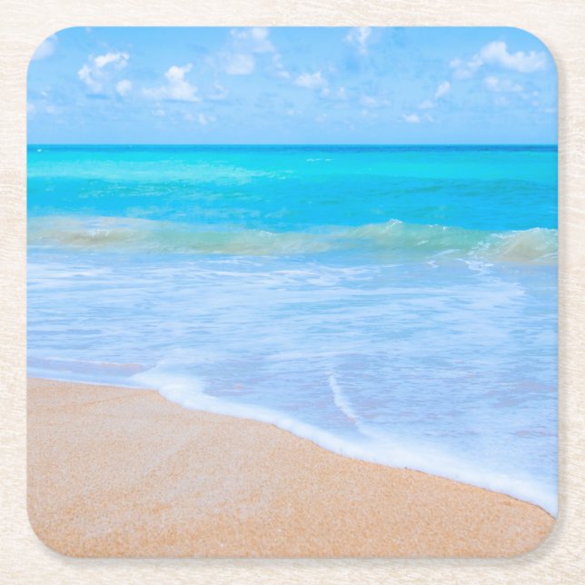 Dessous De Verre Carré Photo Amazing Beach Tropical Scene (Devant)